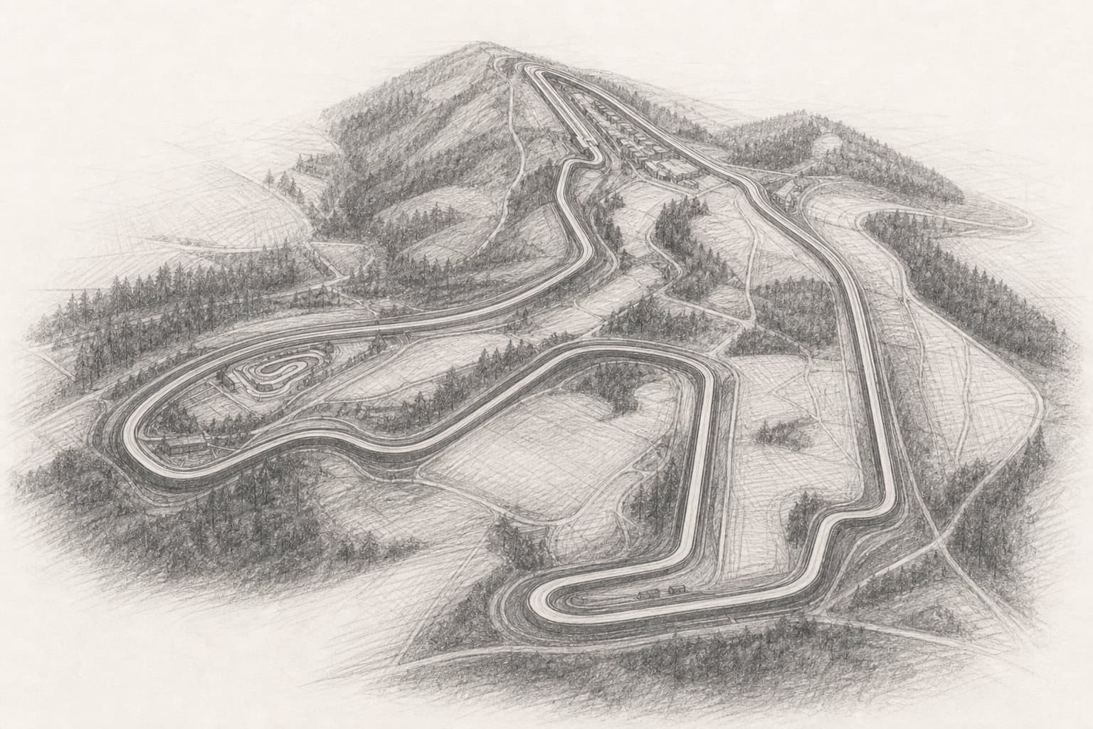 Circuit de Spa-Francorchamps pencil sketch